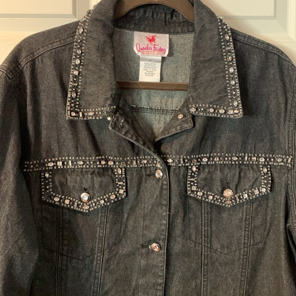 Bling!! Quaker Factory black denim jacket